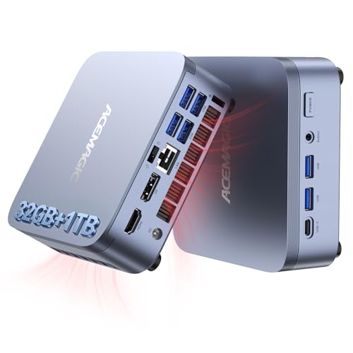 ACEMAGIC M5 Mini PC Windows 11 Pro Intel Core 14500HX Mini Computers 32GB RAM 1TB SSD, 55W HX-Class Processor 4.9GHz Mini PCTriple 4K HDMI/DP, WiFi 6, Micro Desktop PC for Home Office Busine
